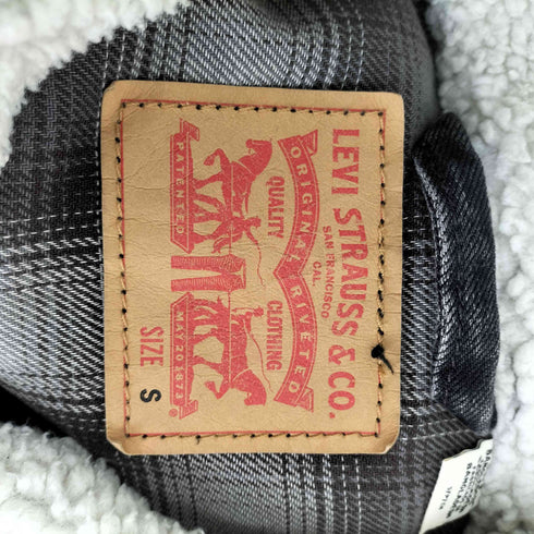 リーバイス Levis 裏地チェック襟ボアブラックデニムジャケット メンズ  S